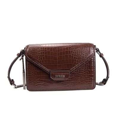 Bolsa Envelope Marrom Croco Transversal