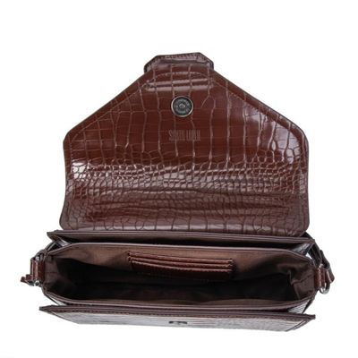 Bolsa Envelope Marrom Croco Transversal