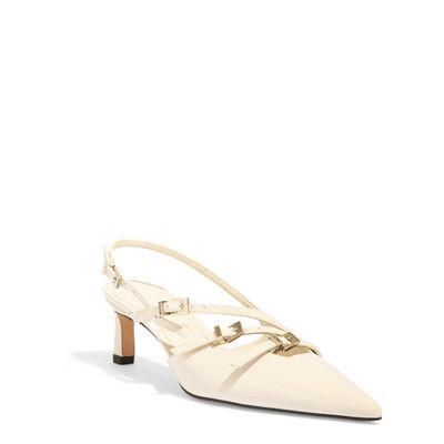 Scarpin Slingback Off White Salto Baixo Bico Fino