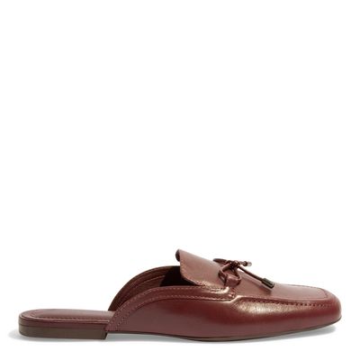Mocassim Mule Couro Nobre Soft Vermelho Bordô