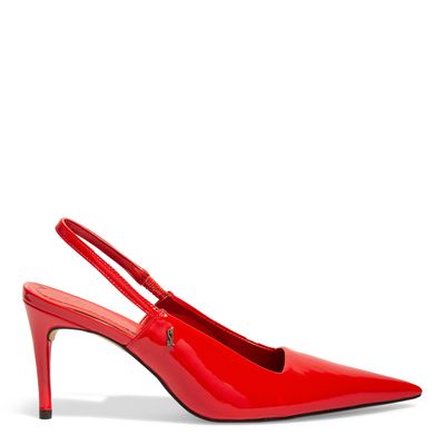 Scarpin Slingback Verniz Vermelho Salto Alto Fino