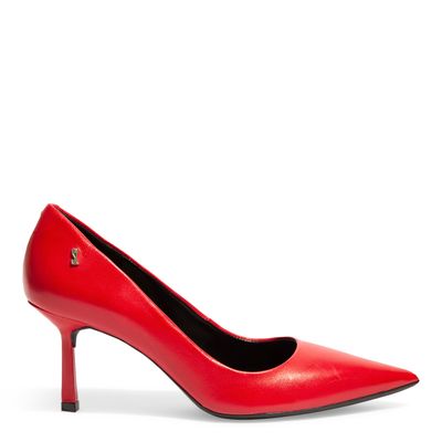 Scarpin Couro Nobre Soft Vermelho Salto Fino Médio
