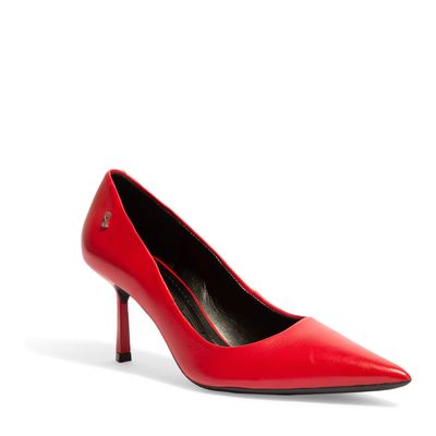 Scarpin Couro Nobre Soft Vermelho Salto Fino Médio