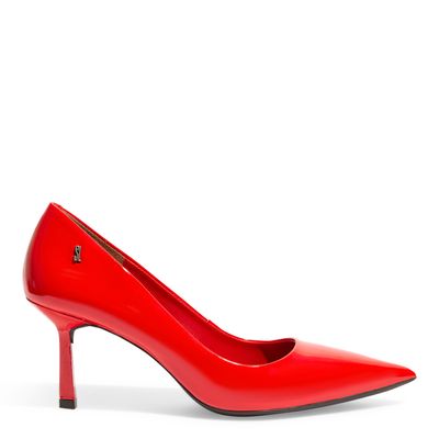 Scarpin Verniz Anzeli Vermelho Salto Fino Médio