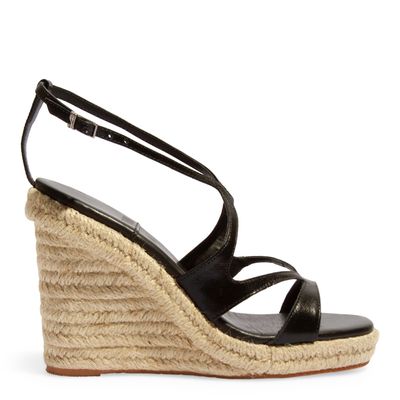 Sandália Espadrille Couro Cristal Preto