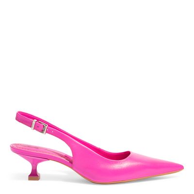 Scarpin Slingback Couro Nobre Rosa Salto Taça