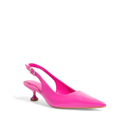 Scarpin Slingback Couro Nobre Rosa Salto Taça