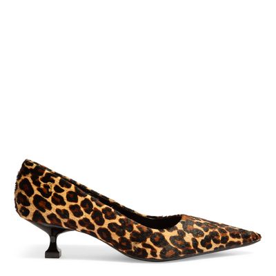 Scarpin Couro Animal Print Salto Taça Baixo