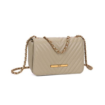 Bolsa Verde Matelassê Alça Transversal Corrente Dourada