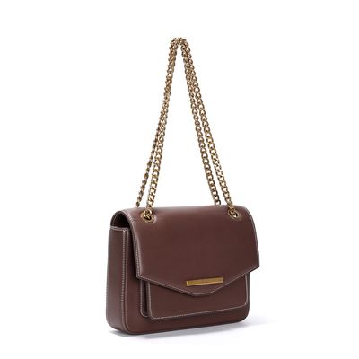 Bolsa Envelope Marrom Alça Tiracolo Corrente
