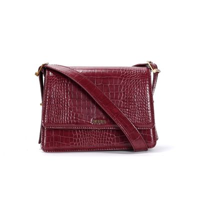 Bolsa Croco Vermelho Bordô Alça Tiracolo Ajustável Fivela