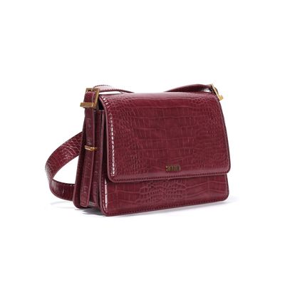 Bolsa Croco Vermelho Bordô Alça Tiracolo Ajustável Fivela