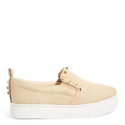 Tênis Slip On Linho Copacabana Bege Spikes