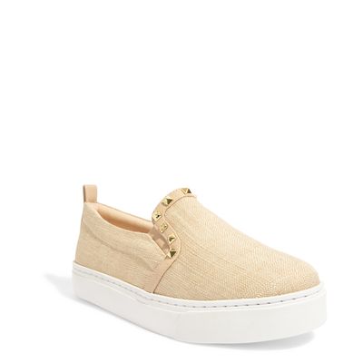 Tênis Slip On Linho Copacabana Bege Spikes