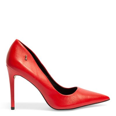 Scarpin Couro Bico Fino Vermelho