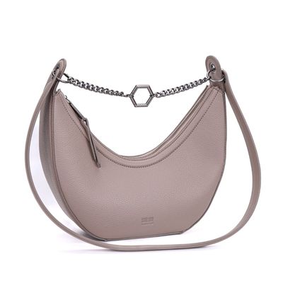 Bolsa Meia Lua Cinza Alça de Ombro