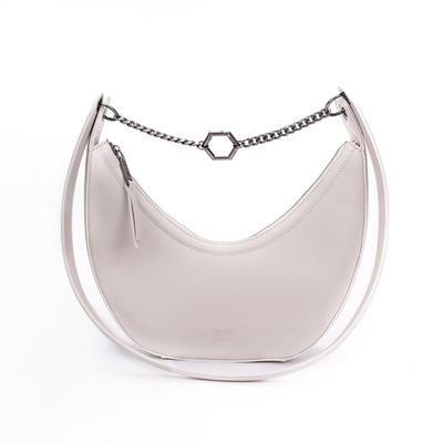 Bolsa Meia Lua Creme Alça de Ombro