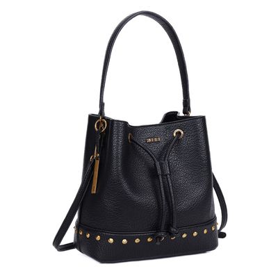 Bolsa Bucket Preta Tachas Alça Dupla