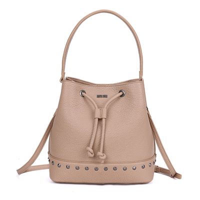 Bolsa Bucket Bege Amendôatachas Alça Dupla