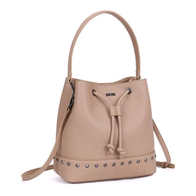 Bolsa Bucket Bege Amendôatachas Alça Dupla