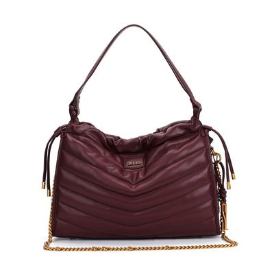 Bolsa Baguete Vermelho Bordô Soft Corrente Dourada