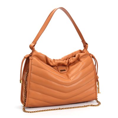 Bolsa Baguete Caramelo Soft Corrente Dourada