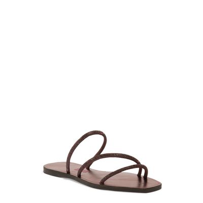 Rasteira Vermelho Marsala Bico Quadrado Brilho