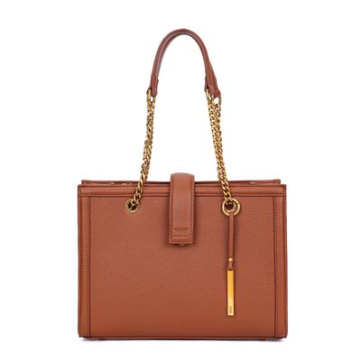 Bolsa Tote Estruturada Marrom Alça Corrente