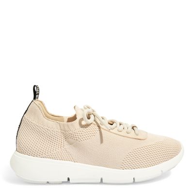Tênis Knit Textil Creme Cadarço