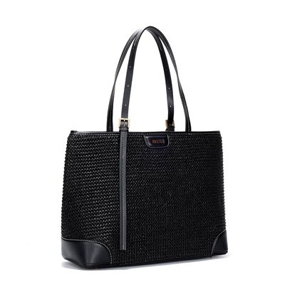 Bolsa Shopper Preta Tramada Alça De Ombro