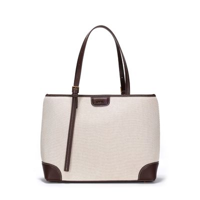 Bolsa Grande Bege Tramada Alça De Ombro