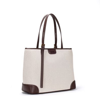 Bolsa Grande Bege Tramada Alça De Ombro