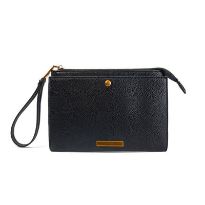 Necessaire Quadrada Preta Alça De Mão