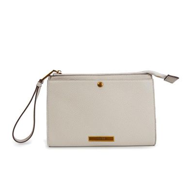 Necessaire Quadrada Creme Alça De Mão