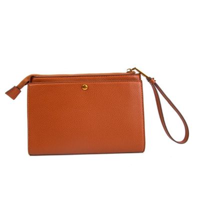 Necessaire Quadrada Marrom Alça De Mão