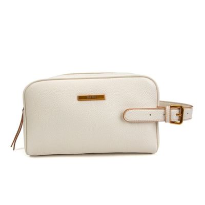 Necessaire Quadrada Off White Alça Fivela