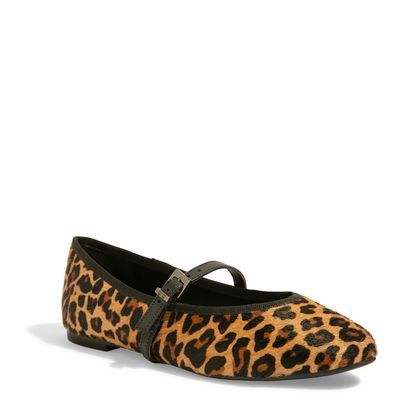 Sapatilha Couro Animal Print Onça Bico Redondo