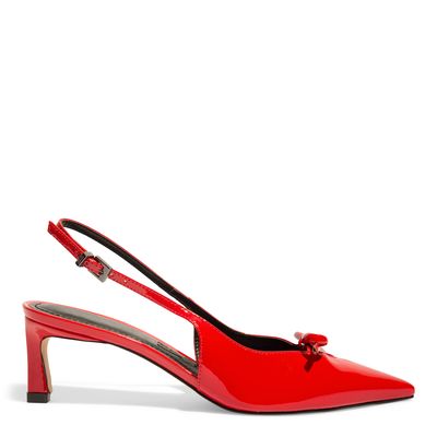 Scarpin Slingback Verniz Vermelho Ferrari