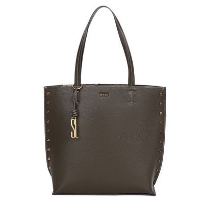 Bolsa Shopper Floater Verde Militar Tachas Alça De Ombro