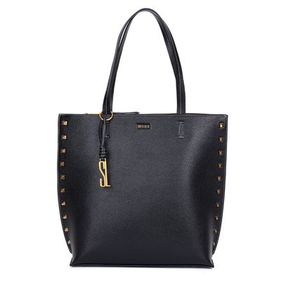 Bolsa Shopper Floater Preta Tachas Alça De Ombro