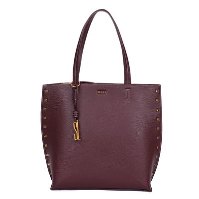 Bolsa Shopper Floater Vermelho Bordô Tachas Alça De Ombro