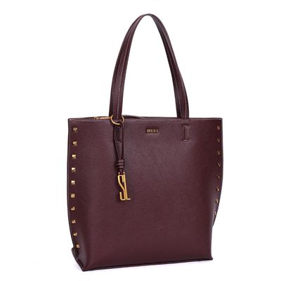 Bolsa Shopper Floater Vermelho Bordô Tachas Alça De Ombro