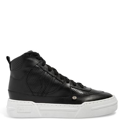 Tênis Flatform  Midi Couro Preto