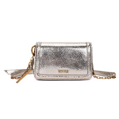 Bolsa Quadrada Dourada Alça Transversal Corrente