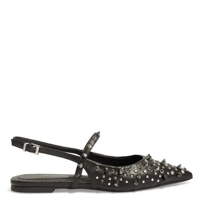 Sapatilha Slingback Napa Bico Fino Spikes Preta
