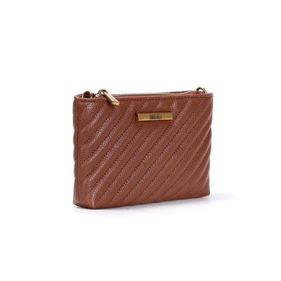 Bolsa Clutch Marrom Pequena Matelassê Transversal
