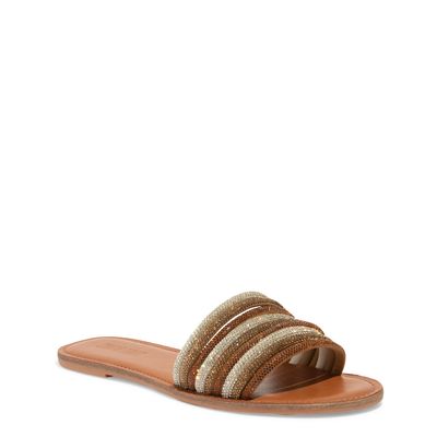 Rasteira Flat Caramelo Tirass Strass Brilhos