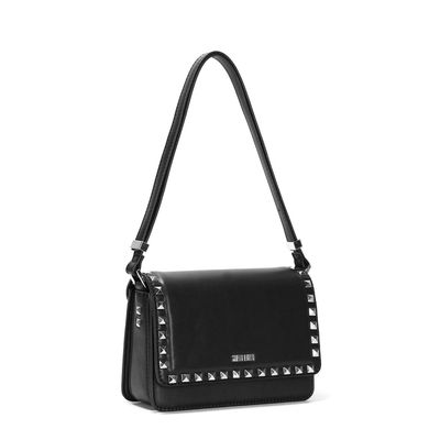 Bolsa Pequena Preta Tachas Quadrada Alça De Ombro