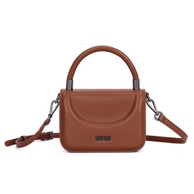 Bolsa Mini Bag Marrom Quadrada Alça Tiracolo
