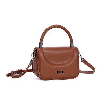 Bolsa Mini Bag Marrom Quadrada Alça Tiracolo